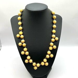 Ann Taylor Necklace Statement Round Cream Beads Gold Tone Necklace